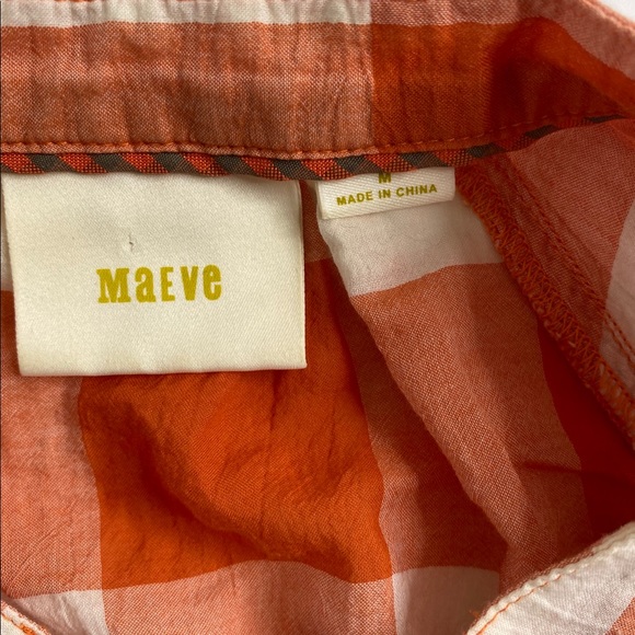 Anthro Maeve Blouse gingham/Plaid Orange Wht Sz M - Picture 8 of 11
